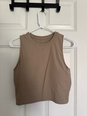 Sleeveless Crop Tank Top in Taupe
